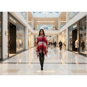 Kensie Sleeveless Burgundy Turtleneck Shawl One Size Women's Wrap‎